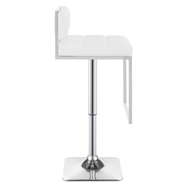 English Elm Alameda Upholstered Adjustable Bar Stool in Chrome & White — Plush Leatherette Seat, U-Footrest Comfort B062P344898
