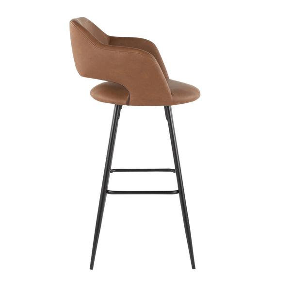 English Elm Margarite Contemporary Barstool Set Of 2 - Stylish Black Metal Legs & Brown Faux Leather Comfort B202P222397