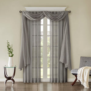 English Elm Solid Crushed Curtain Panel Pair - Elegant Sheer Window Treatments For Light Filtering & Style B03598148-GIGA