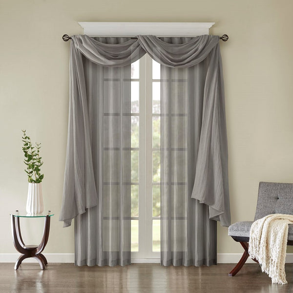 English Elm Solid Crushed Curtain Panel Pair - Elegant Sheer Window Treatments For Light Filtering & Style B03598148-GIGA