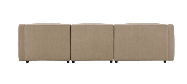 English Elm Veata Light Brown Suede Sectional Sofa with Pocket Coil Seats, Feather-Down Cushions, Chaise Comfort B2726S00537