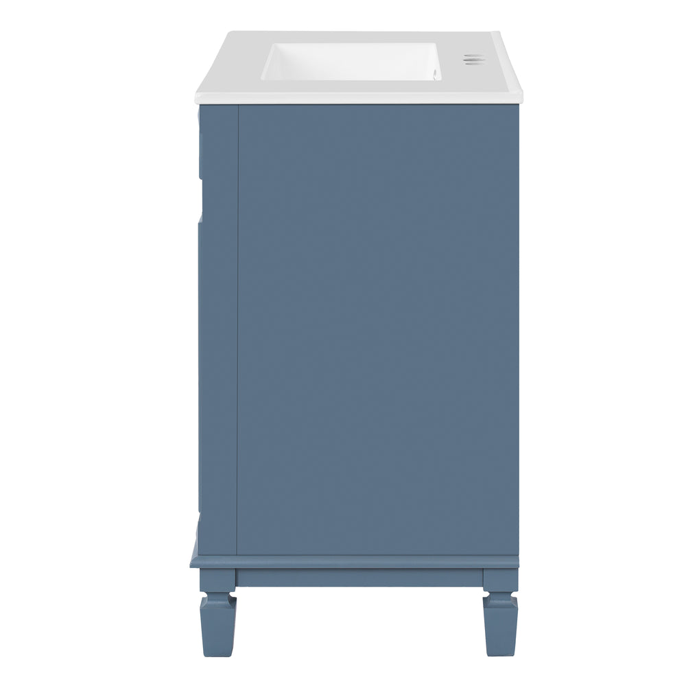 English Elm 30" Bathroom Vanity With Elegant Ceramic Sink – French-Inspired Design, Soft-Close Drawers & Storage N710P323328C