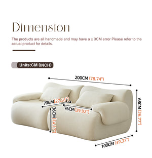 English Elm Sofa Memory Foam 2-Seater Compression Couch with Deep Seat, No Assembly, Sherpa Fabric Comfort Beige+White W3622P346250