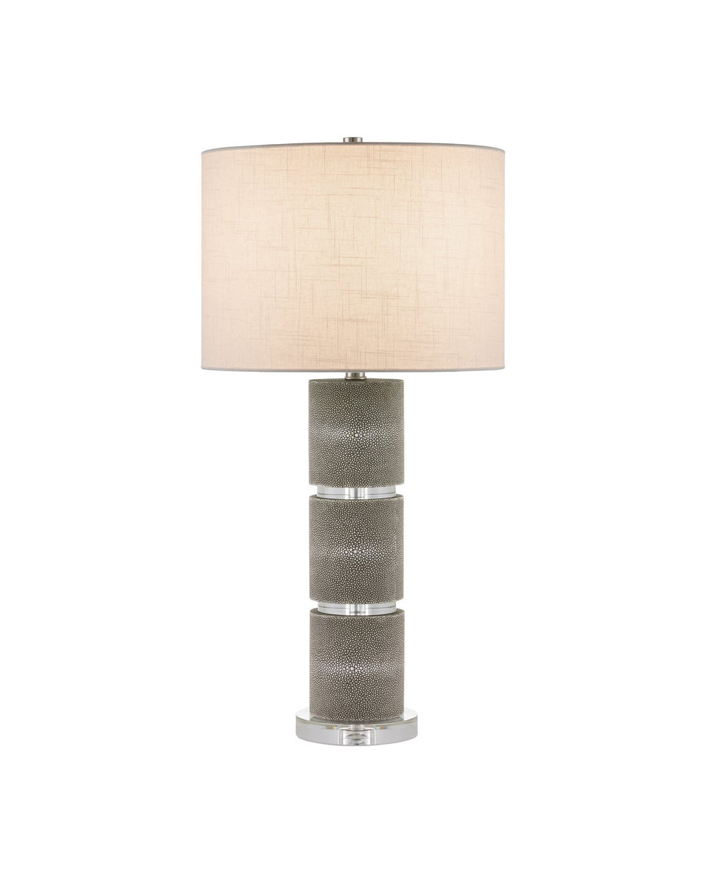 Currey & Company Lofitt Table Lamp - Luxe Faux Gray Shagreen Design With Crystal Accents And Woven Linen Shade, 30" Tall Gray Faux Shagreen ,Crystal 6000-1034-currey-company