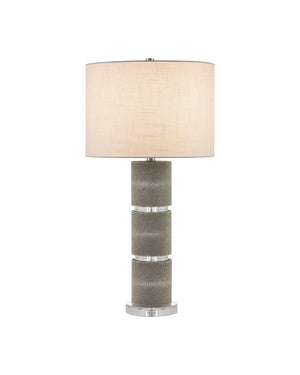 Currey & Company Lofitt Table Lamp - Luxe Faux Gray Shagreen Design With Crystal Accents And Woven Linen Shade, 30" Tall Gray Faux Shagreen ,Crystal 6000-1034-currey-company