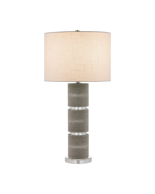 Currey & Company Lofitt Table Lamp - Luxe Faux Gray Shagreen Design With Crystal Accents And Woven Linen Shade, 30" Tall Gray Faux Shagreen ,Crystal 6000-1034-currey-company