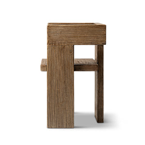 English Elm Avenel Reclaimed Elm Sculptural Accent Chair Wabi-sabi Solid Wood Architectural Statement Brown B2719P474444