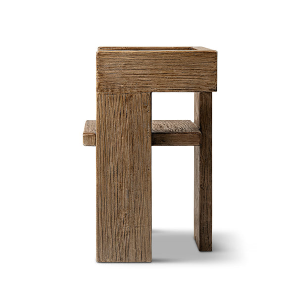 English Elm Avenel Reclaimed Elm Sculptural Accent Chair Wabi-sabi Solid Wood Architectural Statement Brown B2719P474444