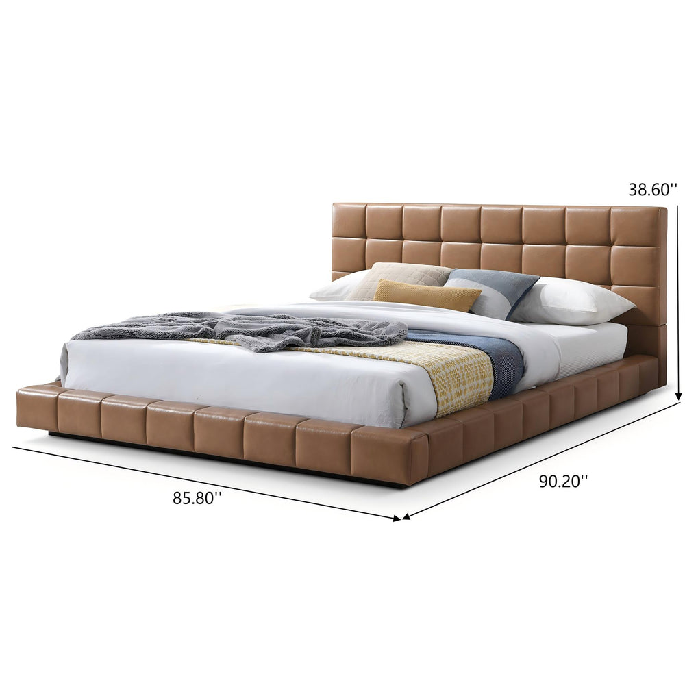 English Elm Hudson Biscuit Tufted Vegan Leather King Platform Bed for Modern Bedrooms B183S00205