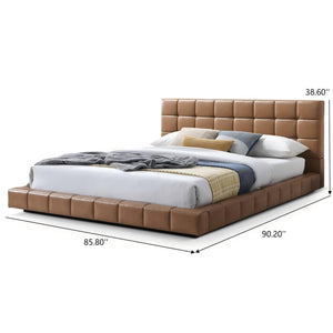 English Elm Hudson Biscuit Tufted Vegan Leather King Platform Bed for Modern Bedrooms B183S00205