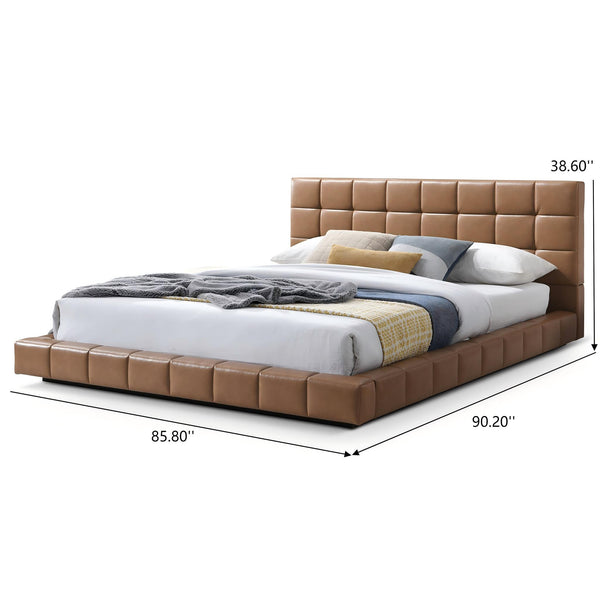 English Elm Hudson Biscuit Tufted Vegan Leather King Platform Bed for Modern Bedrooms B183S00205