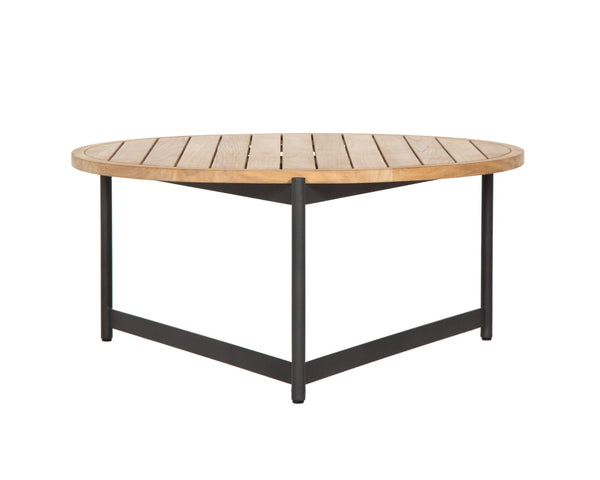 Sunpan AMALFI Coffee Table - Large Natural Teak & Black Aluminum Frame for Contemporary Indoor & Outdoor Use 109455