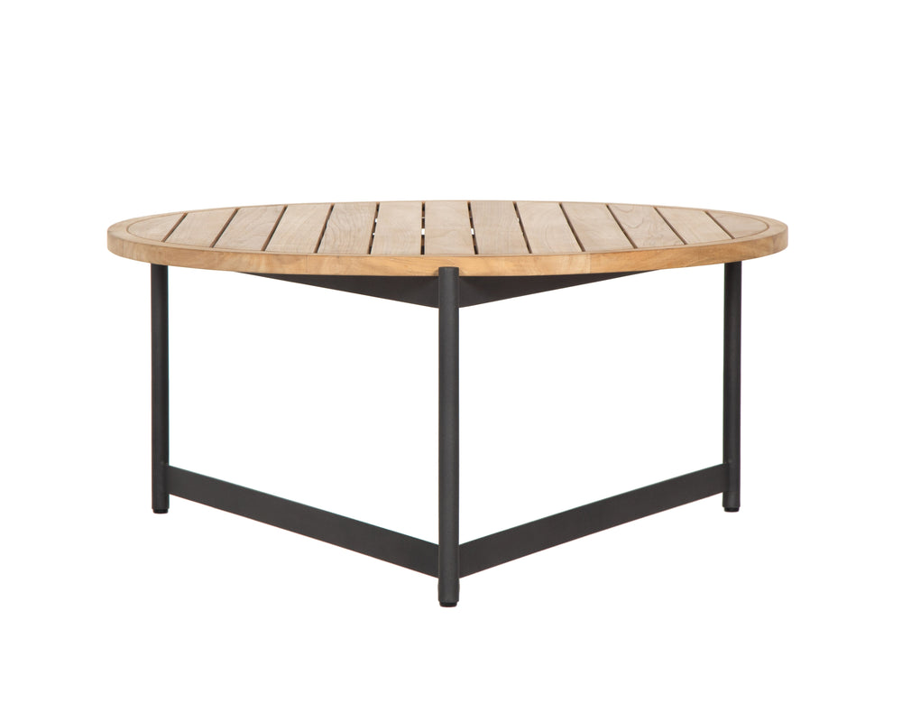 Sunpan Amalfi Coffee Table - Modern Outdoor Elegance with Durable Teak Wood Top and Black Aluminum Frame Large - 36W x 36D x 17H