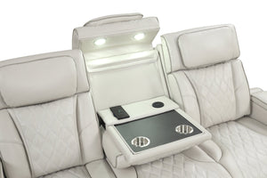 English Elm Fortuner 3PC Beige Upholstery Recliner Set with LED, Massage, Power Recliners, Bluetooth, USB - Modern Luxury B009S01804