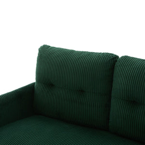 English Elm United We Win Corduroy Loveseat Plush Ergonomic Sofa with Spring Support Metal Legs Emerald W1568P410052