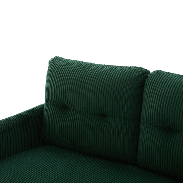 English Elm United We Win Corduroy Loveseat Plush Ergonomic Sofa with Spring Support Metal Legs Emerald W1568P410052