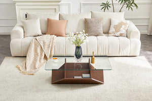 English Elm A Modern Two-tier Mdf Coffee Table with Open Shelf for Living Room Storage W3875P396857