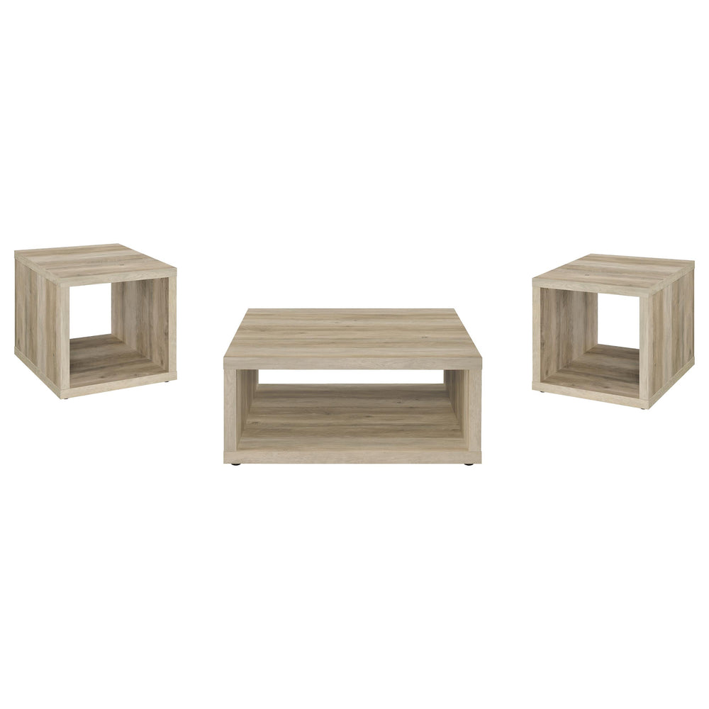 English Elm Hermosa Rustic Open Shelf Coffee and End Table Set for Farmhouse Living Rooms B062S01527