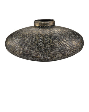 Currey & Company Brigadier Decorative Submarine-shaped Aluminum Vase With Hand-hammered Gold And Bronze Finish Brown Cast Aluminum 1200-1029-currey-company