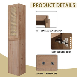English Elm 12" Bathroom Side Cabinet - Modern Wall-Mounted Design With Soft-Close Doors & Space-Saving Style W999S00340