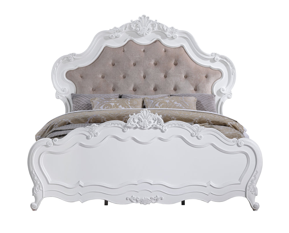English Elm Latisha Queen Bed In White Finish - Stylish, Durable Fabric Headboard For Ultimate Comfort & Elegance B2726S00105
