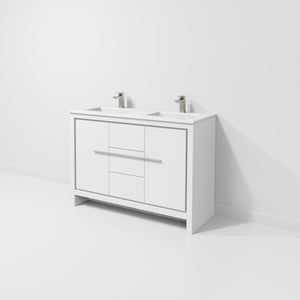 English Elm White Double Bath Vanity With Quartz Top, Gun Metal Faucet & Ample Storage For Modern Bathrooms B2731P259421-GIGA