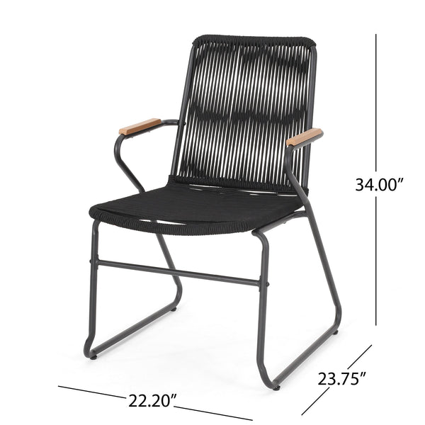 English Elm Christopher Knight Home® - MOONSTONE Black Woven Rope Club Chairs Set – Modern Powder-Coated Iron Frame, Durable Handcrafted Design 67841.00BLK