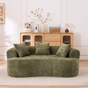 English Elm Crescent-shaped Cloud Sofa Three Seat Low Profile Chenille Living Room Curved Couch Green W2012P375728