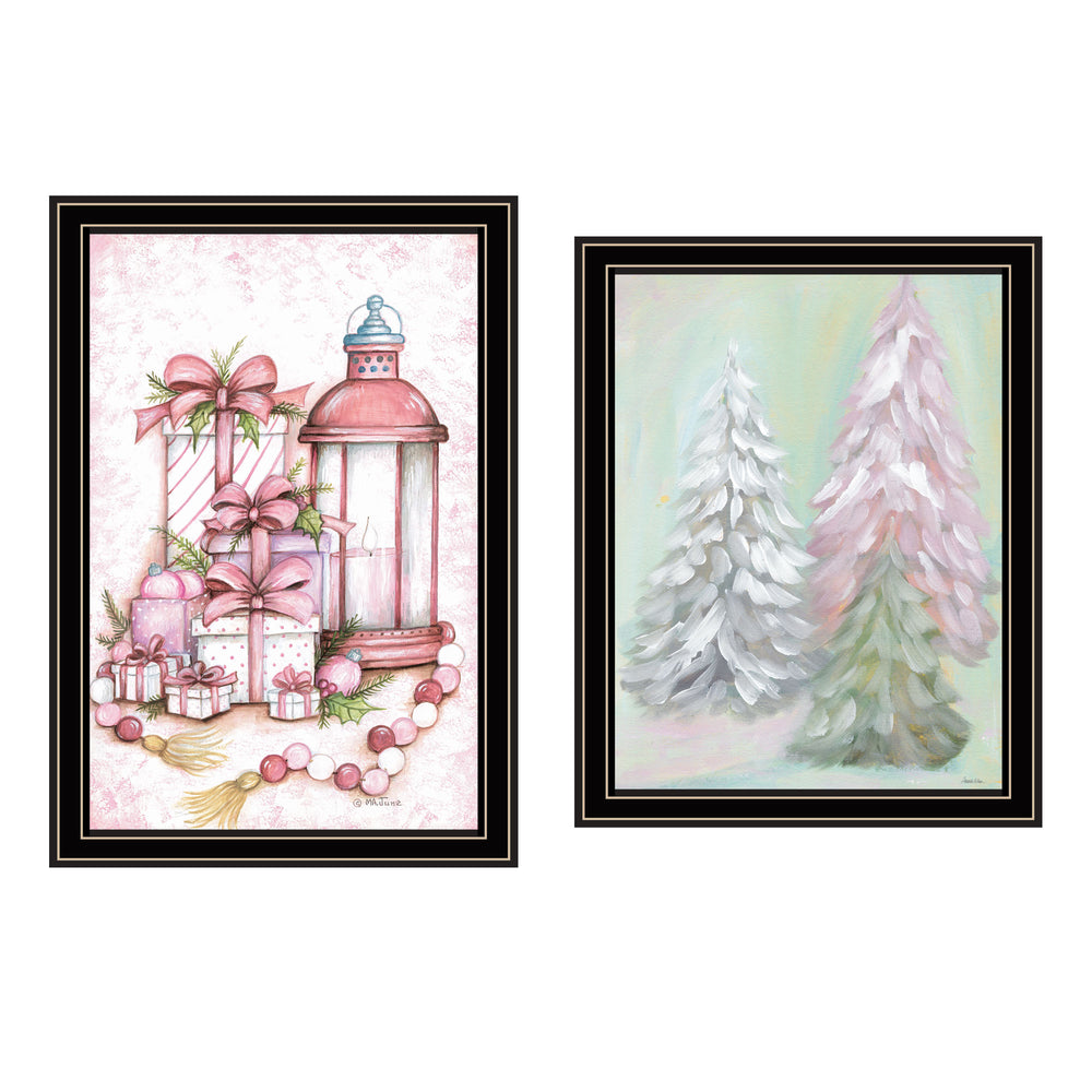 English Elm Trendy Decor 4u Pink Candy Land Christmas Tree Art Black Framed Holiday Wall Set B067P255231