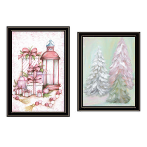 English Elm Trendy Decor 4u Pink Candy Land Christmas Tree Art Black Framed Holiday Wall Set B067P255231