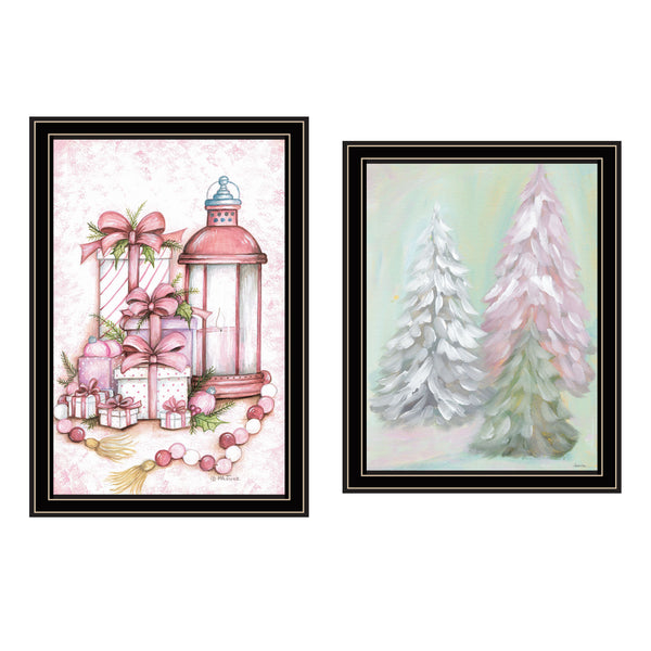 English Elm Trendy Decor 4u Pink Candy Land Christmas Tree Art Black Framed Holiday Wall Set B067P255231