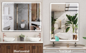 English Elm 48x36 LED Bathroom Vanity Mirror Silver Frame with Hidden Strip, Anti-Fog Touch Controls, Dimmable Memory W708P176761