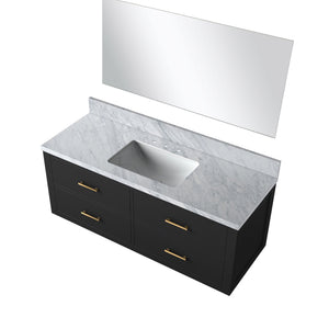 English Elm Black 48" Single Bath Vanity With Carrara Marble Top & Soft-Close Drawers, Includes 43" Mirror B2731S01446