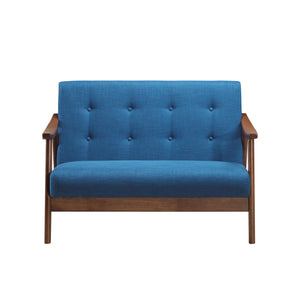English Elm Christopher Knight Home® - LYDIA Mid-Century Modern 2-Seater Sofa with Button Tufting and Bentwood Arms, Retro Chic Upholstery Navy Blue 63832.00NBLU