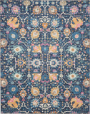 PSN01 Passion Bohemian Indoor Area Rug - Lush Floral Design in Rich Navy, Ideal for Home Décor