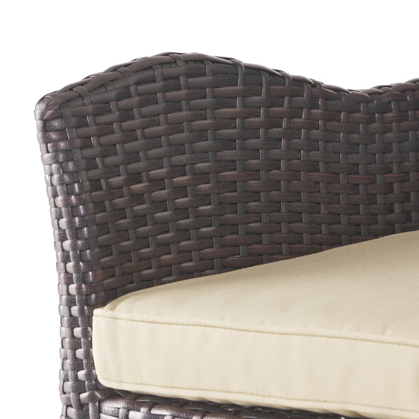 English Elm Modern Outdoor Pe Wicker Swivel Barstool with Cushioned Seat and Iron Frame 54128.00