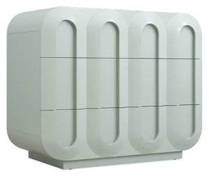 Hooker Furniture Commerce Groove Three-Drawer Chest In Blue-Green Seafoam — Solid Oak, Sculpted Grooves, Spacious Storage 7228-85129-35