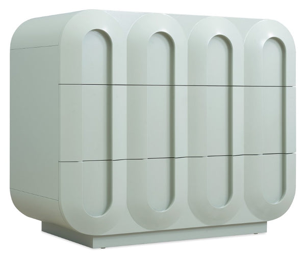 Hooker Furniture Commerce Groove Three-Drawer Chest In Blue-Green Seafoam — Solid Oak, Sculpted Grooves, Spacious Storage 7228-85129-35