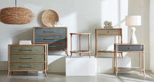 Hooker Furniture Retreat Rattan Chest With Three Self-Closing Drawers, Two-Tone Dune & Seagrass Finish, Coastal Style Greens 6950-90017-35