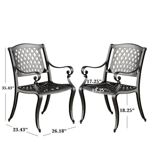 English Elm Cayman Arch Back Cast Aluminum Mesh Outdoor Dining Chairs Weather Resistant Set 54587.00SAD