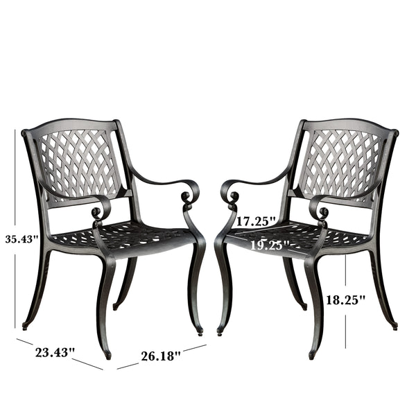 English Elm Cayman Arch Back Cast Aluminum Mesh Outdoor Dining Chairs Weather Resistant Set 54587.00SAD