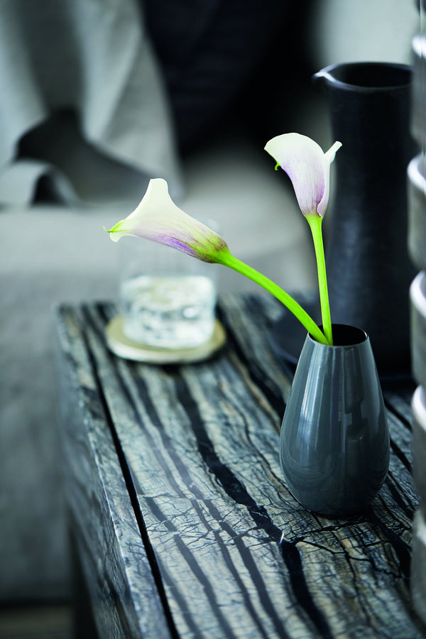 Bernhardt Bernhardt Linea Black Forest Marble Nightstand With Textured Graphite Base, Push-Open Drawer Elegance 384216