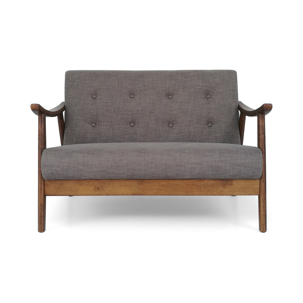 English Elm Christopher Knight Home® - LYDIA Mid-Century Modern 2-Seater Sofa with Button Tufting and Bentwood Arms, Retro Chic Upholstery DARK GREY 63832.00