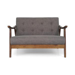 English Elm Christopher Knight Home® - LYDIA Mid-Century Modern 2-Seater Sofa with Button Tufting and Bentwood Arms, Retro Chic Upholstery DARK GREY 63832.00