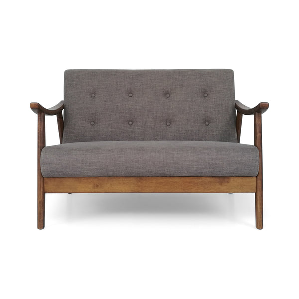 English Elm Christopher Knight Home® - LYDIA Mid-Century Modern 2-Seater Sofa with Button Tufting and Bentwood Arms, Retro Chic Upholstery DARK GREY 63832.00