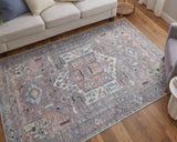 Feizy Rugs Percy Transitional Medallion Area Rug - Durable, Machine Washable, Stylishly Distressed Design For Any Space Taupe,Red,Brown Polyester,Cotton,Viscose Prc39ajfgrymltp00