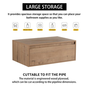 English Elm 30" Imitative Oak Wall-Mount Vanity Cabinet with Soft-Close Drawers, Scratch & Water-Resistant Finish W999P205627