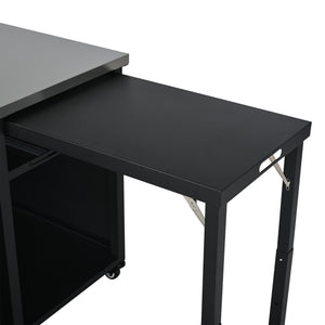 English Elm Outdoor Bbq Prep Cart Rolling Stainless Steel Grill Station with Foldable Work Surface Black N719P407404B