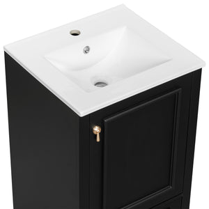 English Elm 20 Inch Bathroom Vanity with Ceramic Sink, Soft-Close Door, Adjustable Shelf, Smart Storage Organizing Design Black N729P299505B