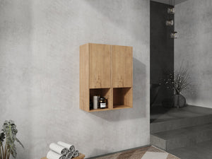 English Elm 24" Bathroom Side Cabinet - Wall-Mounted Design, Soft-Close Doors, Durable Plywood, Space-Saving Storage W999S00373